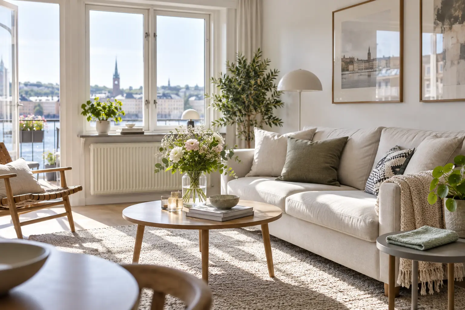 Nystädat vardagsrum redo för nästa gäst