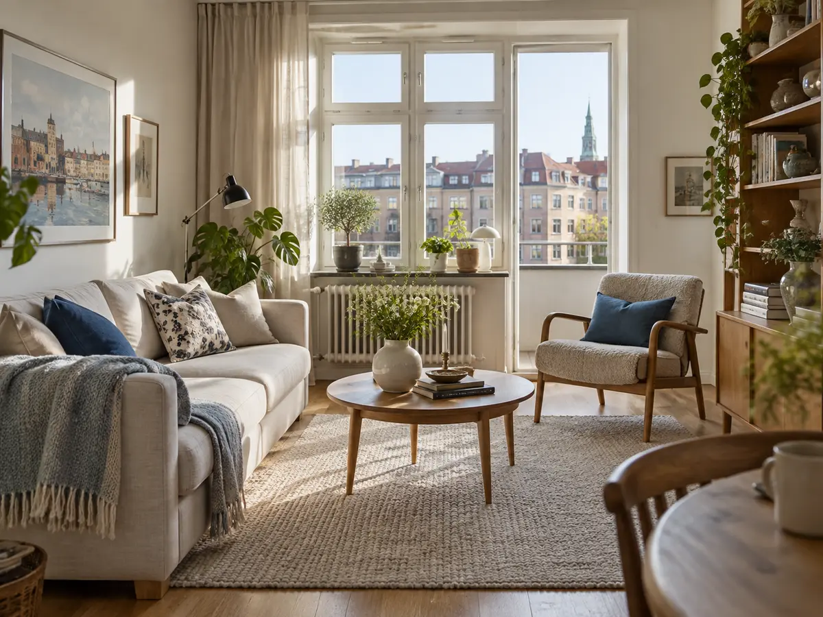 Möblerad bostad förberedd inför visning i Göteborg