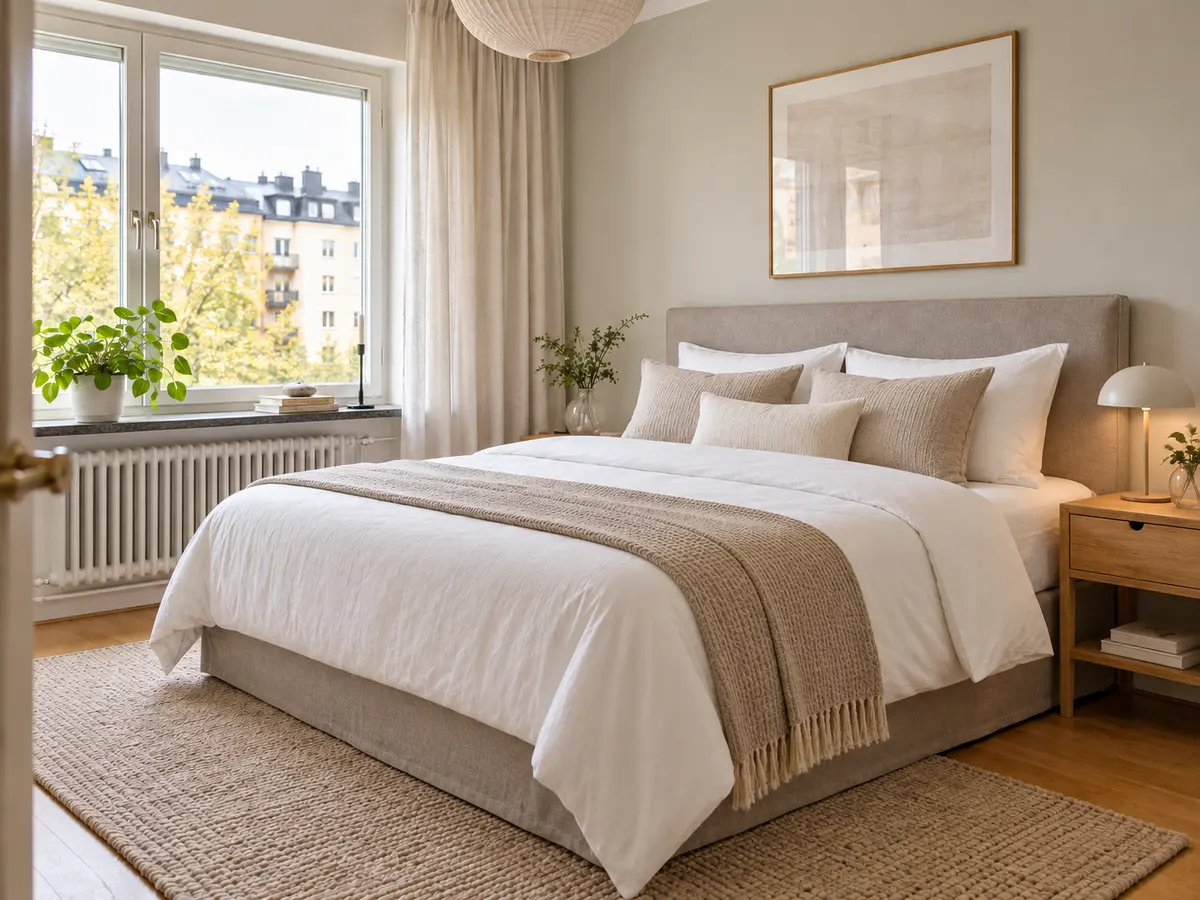 Sovrum klart efter visningsstädning i Göteborg